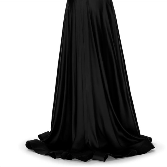 La Femme High Slit Long Satin Dress Sleeveless Full Length Formal Prom size 0 - Picture 5 of 12